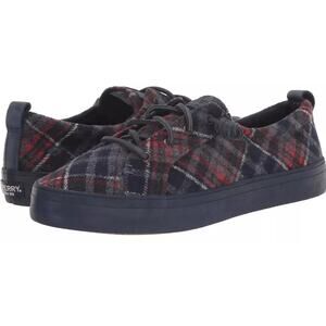 Sperry Women's Crest Vibe Seasonal Sneaker Size 7.5 Navy Wool Plaid